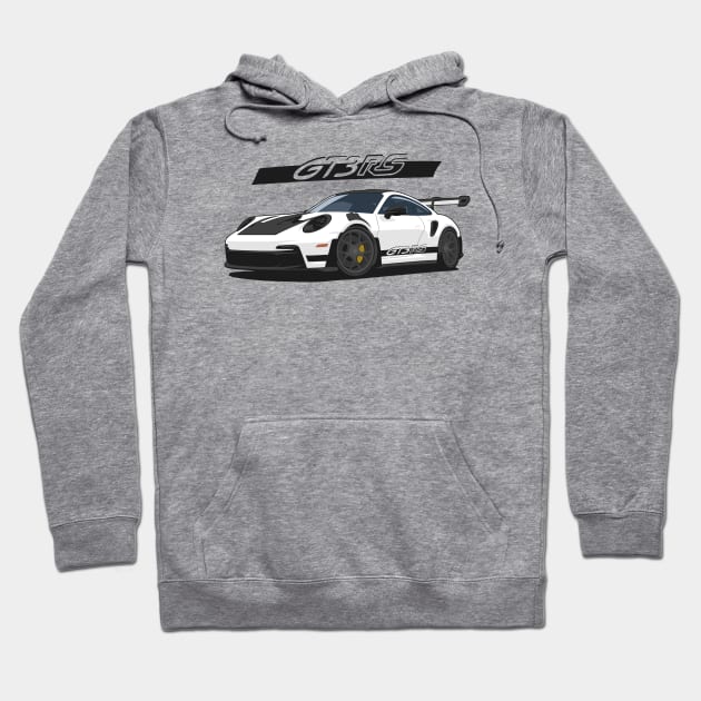 Car 911 gt3 rs white black Hoodie by creative.z